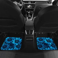 Trident Emblem Ukraine Car Mats with Blue Sunflowers and Flag Colors Design