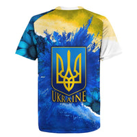 Trident Emblem Ukraine Rugby Jersey with Blue Sunflowers and Flag Colors Design