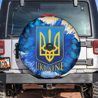 Trident Emblem Ukraine Spare Tire Cover with Blue Sunflowers and Flag Colors Design