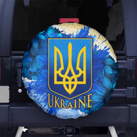 Trident Emblem Ukraine Spare Tire Cover with Blue Sunflowers and Flag Colors Design