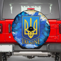 Trident Emblem Ukraine Spare Tire Cover with Blue Sunflowers and Flag Colors Design
