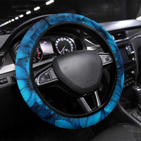 Trident Emblem Ukraine Steering Wheel Cover with Blue Sunflowers and Flag Colors Design