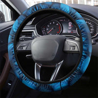 Trident Emblem Ukraine Steering Wheel Cover with Blue Sunflowers and Flag Colors Design