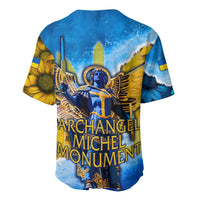 Ukraine Archangel Michael Baseball Jersey with Trident Emblem and Sunflowers Design