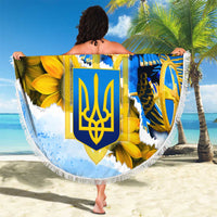 Ukraine Archangel Michael Beach Blanket with Trident Emblem and Sunflowers Design