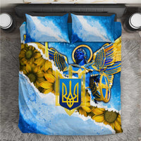 Ukraine Archangel Michael Bedding Set with Trident Emblem and Sunflowers Design