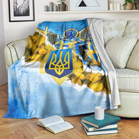 Ukraine Archangel Michael Blanket with Trident Emblem and Sunflowers Design