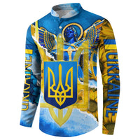 Ukraine Archangel Michael Button Sweatshirt with Trident Emblem and Sunflowers Design
