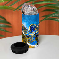 Ukraine Archangel Michael 4 in 1 Can Cooler Tumbler with Trident Emblem and Sunflowers Design
