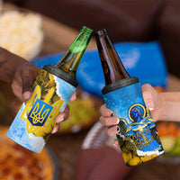 Ukraine Archangel Michael 4 in 1 Can Cooler Tumbler with Trident Emblem and Sunflowers Design