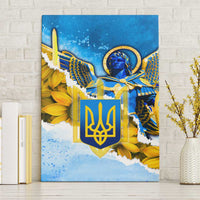 Ukraine Archangel Michael Canvas Wall Art with Trident Emblem and Sunflowers Design