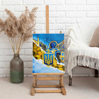 Ukraine Archangel Michael Canvas Wall Art with Trident Emblem and Sunflowers Design