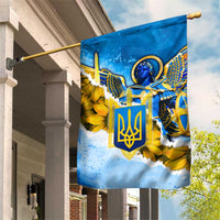 Ukraine Archangel Michael Garden Flag with Trident Emblem and Sunflowers Design