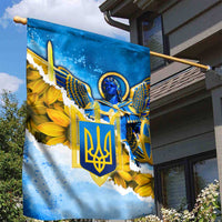 Ukraine Archangel Michael Garden Flag with Trident Emblem and Sunflowers Design
