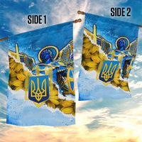 Ukraine Archangel Michael Garden Flag with Trident Emblem and Sunflowers Design