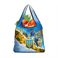 Ukraine Archangel Michael Grocery Bag with Trident Emblem and Sunflowers Design