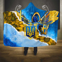 Ukraine Archangel Michael Hooded Blanket with Trident Emblem and Sunflowers Design