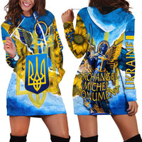 Ukraine Archangel Michael Hoodie Dress with Trident Emblem and Sunflowers Design
