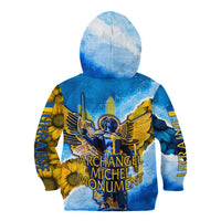 Ukraine Archangel Michael Kid Hoodie with Trident Emblem and Sunflowers Design