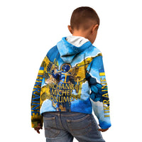 Ukraine Archangel Michael Kid Hoodie with Trident Emblem and Sunflowers Design