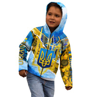 Ukraine Archangel Michael Kid Hoodie with Trident Emblem and Sunflowers Design
