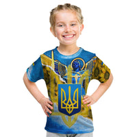 Ukraine Archangel Michael Kid T Shirt with Trident Emblem and Sunflowers Design