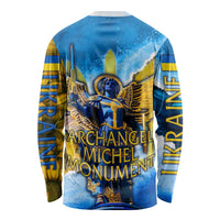 Ukraine Archangel Michael Long Sleeve Shirt with Trident Emblem and Sunflowers Design