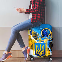 Ukraine Archangel Michael Luggage Cover with Trident Emblem and Sunflowers Design
