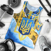 Ukraine Archangel Michael Men Tank Top with Trident Emblem and Sunflowers Design
