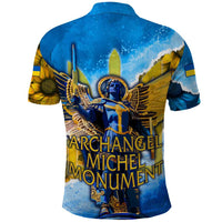 Ukraine Archangel Michael Polo Shirt with Trident Emblem and Sunflowers Design