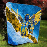 Ukraine Archangel Michael Quilt with Trident Emblem and Sunflowers Design