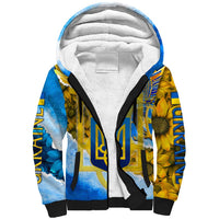 Ukraine Archangel Michael Sherpa Hoodie with Trident Emblem and Sunflowers Design