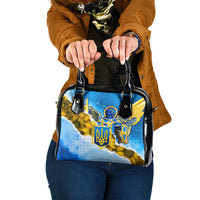 Ukraine Archangel Michael Shoulder Handbag with Trident Emblem and Sunflowers Design