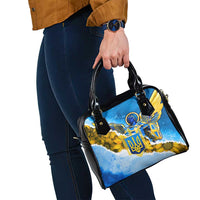 Ukraine Archangel Michael Shoulder Handbag with Trident Emblem and Sunflowers Design