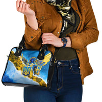 Ukraine Archangel Michael Shoulder Handbag with Trident Emblem and Sunflowers Design