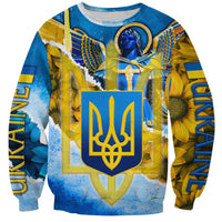 Ukraine Archangel Michael Sweatshirt with Trident Emblem and Sunflowers Design