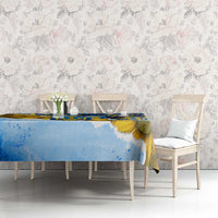 Ukraine Archangel Michael Tablecloth with Trident Emblem and Sunflowers Design