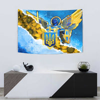 Ukraine Archangel Michael Tapestry with Trident Emblem and Sunflowers Design