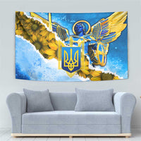 Ukraine Archangel Michael Tapestry with Trident Emblem and Sunflowers Design