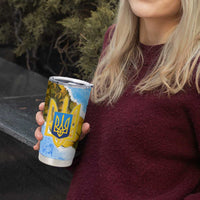 Ukraine Archangel Michael Tumbler Cup with Trident Emblem and Sunflowers Design