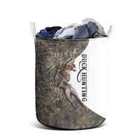 Duck Hunting Retriever Laundry Basket Mallard Shotgun Hunt with Camouflage Marsh Dog Artwork