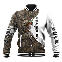 Duck Hunting Retriever Baseball Jacket Mallard Shotgun Hunt with Camouflage Marsh Dog Artwork