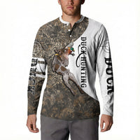 Duck Hunting Retriever Button Sweatshirt Mallard Shotgun Hunt with Camouflage Marsh Dog Artwork