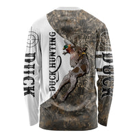 Duck Hunting Retriever Long Sleeve Shirt Mallard Shotgun Hunt with Camouflage Marsh Dog Artwork