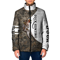 Duck Hunting Retriever Padded Jacket Mallard Shotgun Hunt with Camouflage Marsh Dog Artwork