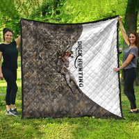 Duck Hunting Retriever Quilt Mallard Shotgun Hunt with Camouflage Marsh Dog Artwork