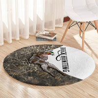 Duck Hunting Retriever Round Carpet Mallard Shotgun Hunt with Camouflage Marsh Dog Artwork