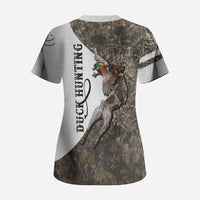 Duck Hunting Retriever Scrub Top Mallard Shotgun Hunt with Camouflage Marsh Dog Artwork