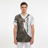 Duck Hunting Retriever Scrub Top Mallard Shotgun Hunt with Camouflage Marsh Dog Artwork