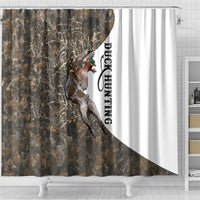 Duck Hunting Retriever Shower Curtain Mallard Shotgun Hunt with Camouflage Marsh Dog Artwork